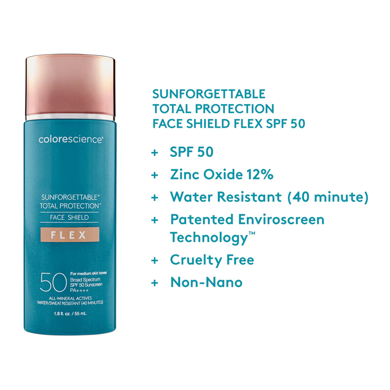 COLORESCIENCE SUNFORGETTABLE TOTAL PROTECTION FACE SHIELD FLEX SPF50 55 ML